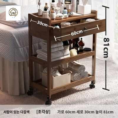 카트 수납 나무 미용 선반 트롤리 웨건 이동식 이미지 6