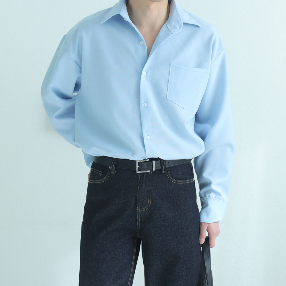 남자셔츠 오버핏 실크 링클프리 와이 셔츠 남성남방 - 상세 이미지 2