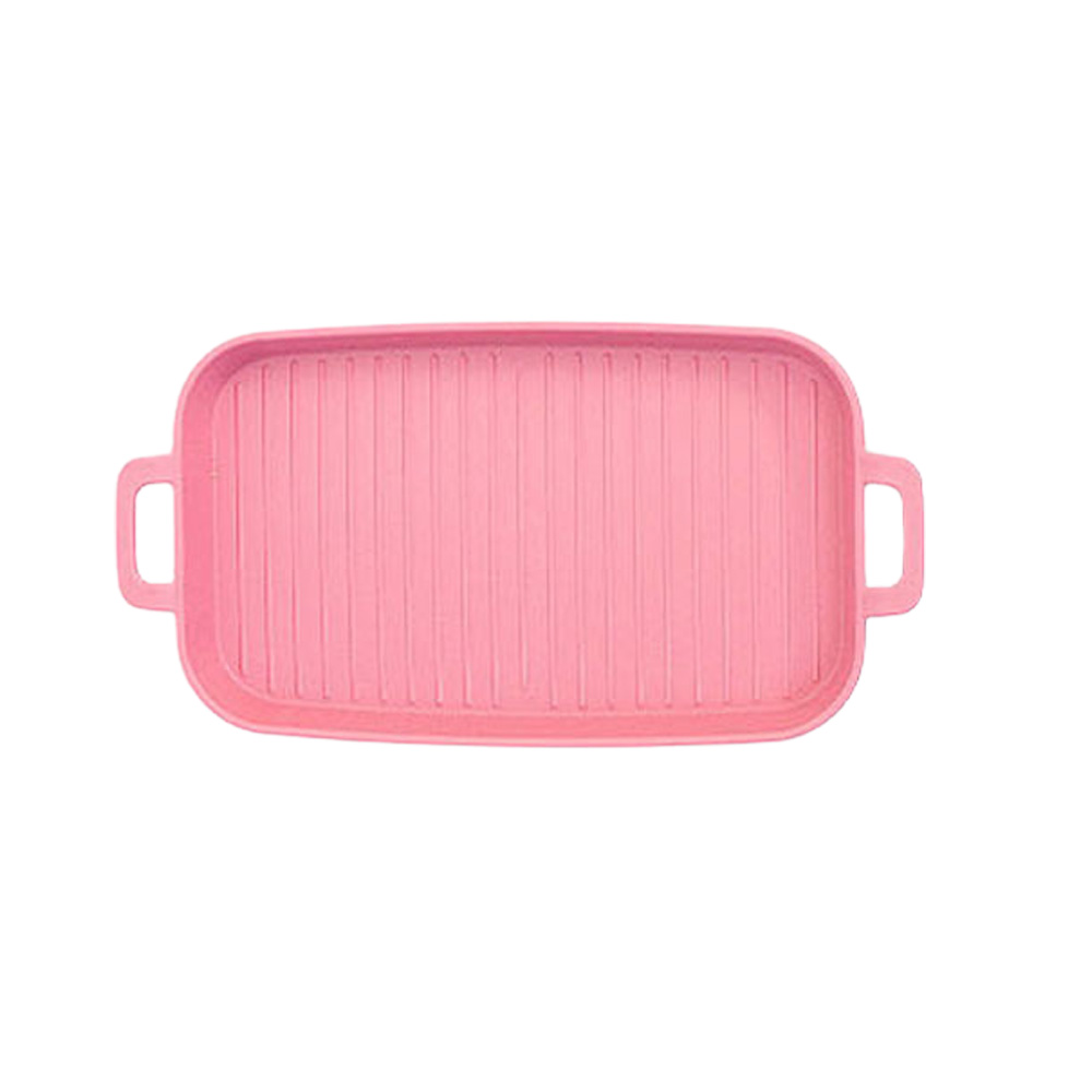 UH 직사각 플라스틱 손잡이 앞접시 캠핑 간식 그릇 핑크