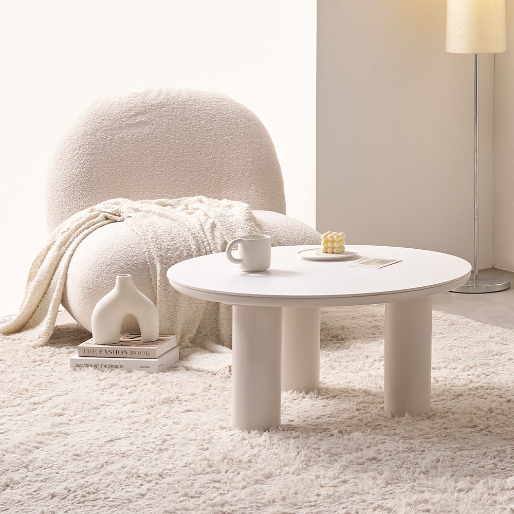 원형 소파 테이블 밀크 세라믹 거실탁자 커피테이블 트리플
