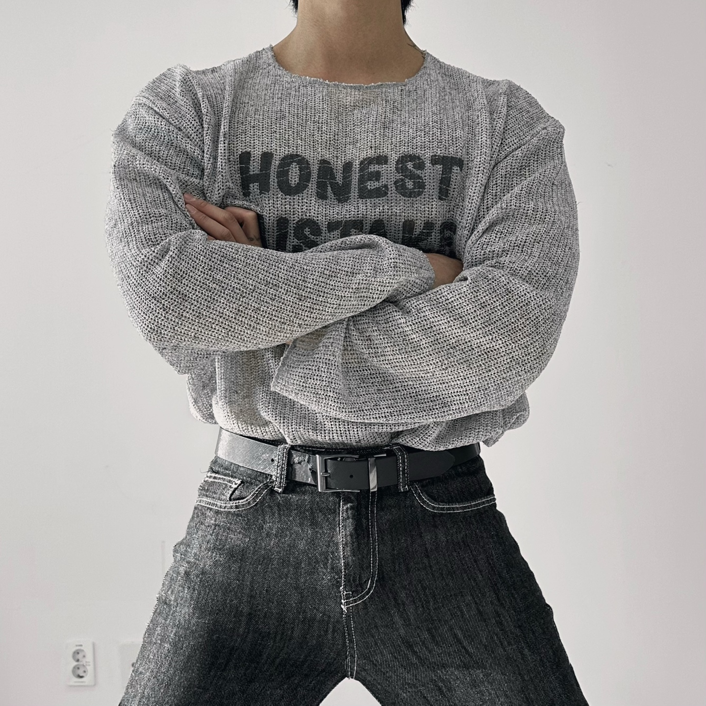 시스루티셔츠 시스루니트 레어이드티 얇은긴팔티 - 상세 이미지 2