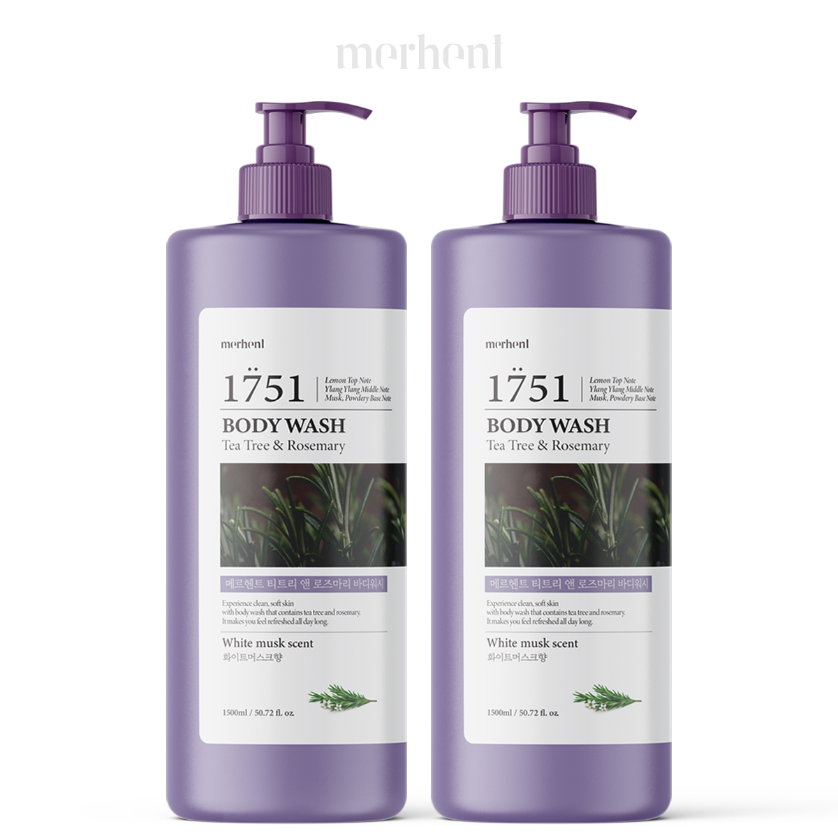 1+1 메르헨트 티트리 대용량 바디워시 1500ml 화이트머스크 약산성 퍼퓸 향좋은 샤워젤