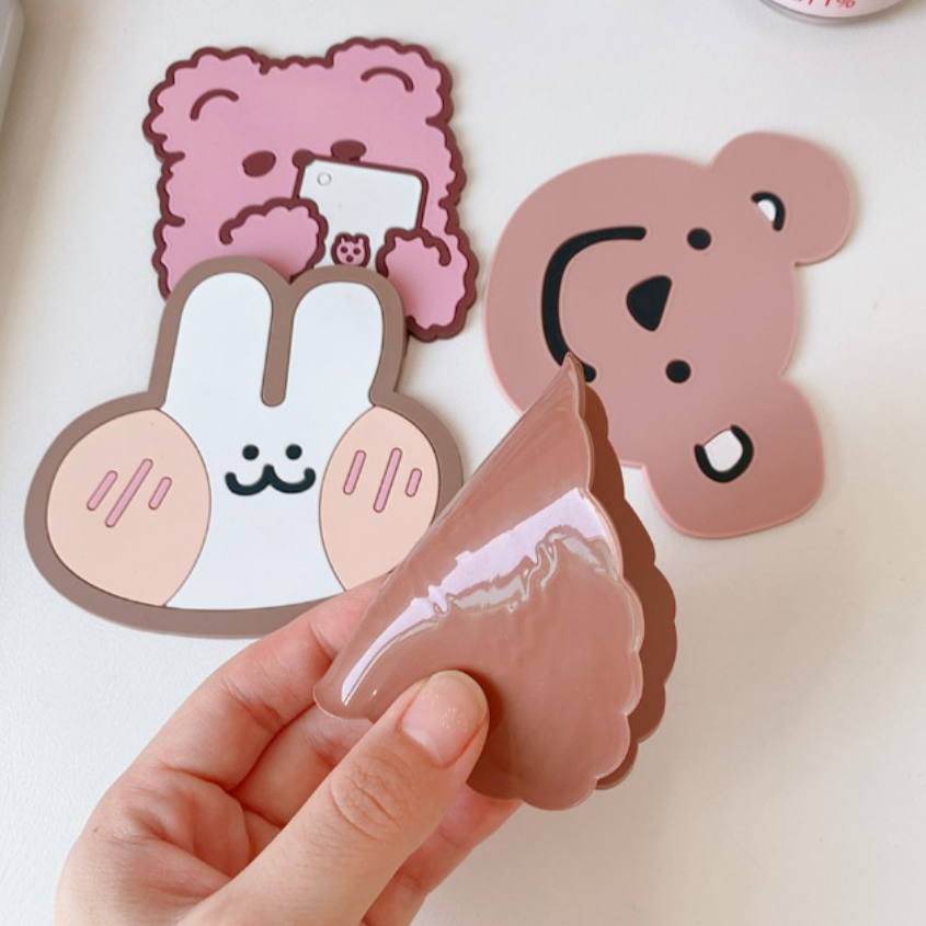 귀여운 캐릭터 실리콘 티코스터 강아지 곰돌이 컵받침 깔개 찻잔 커피잔 받침대 1P 4P 이미지 6