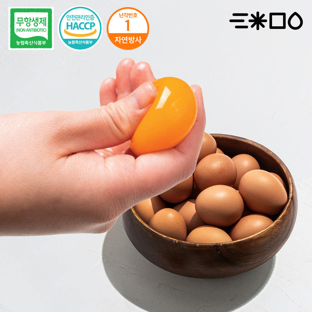 [삼초계란] 삼초마을 난각번호 1번 계란 자연방사 무항생제 산란당일 신선한 유정란 40구 - 상품 이미지