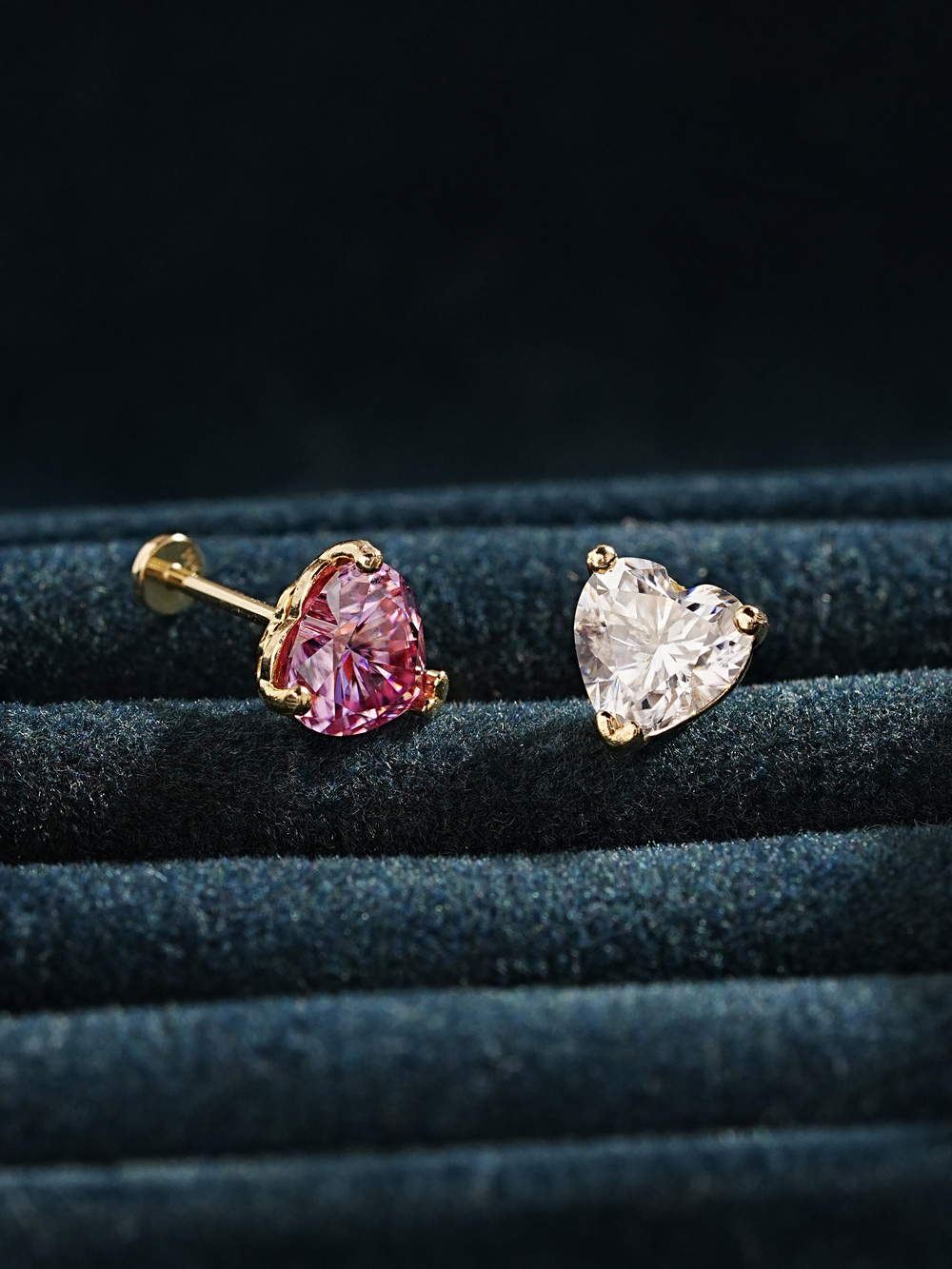 [0.8mm]14K 인터널 모이사나이트 다이아 글로리 하트 라블렛 피어싱 귀걸이 1캐럿 5부 - 상세 이미지 4