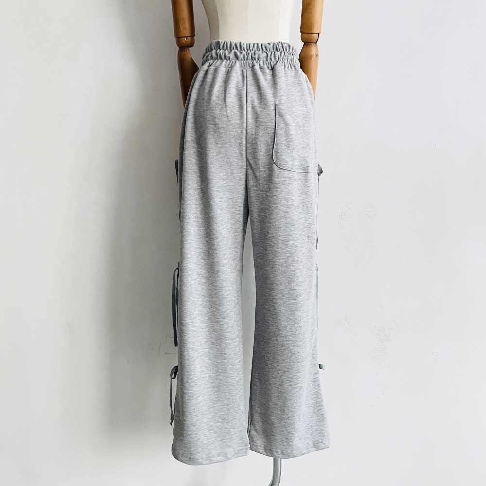 여성와이드팬츠 통바지 밴딩 리본 포켓 고무줄 트레이닝 팬츠 - 상세 이미지 3