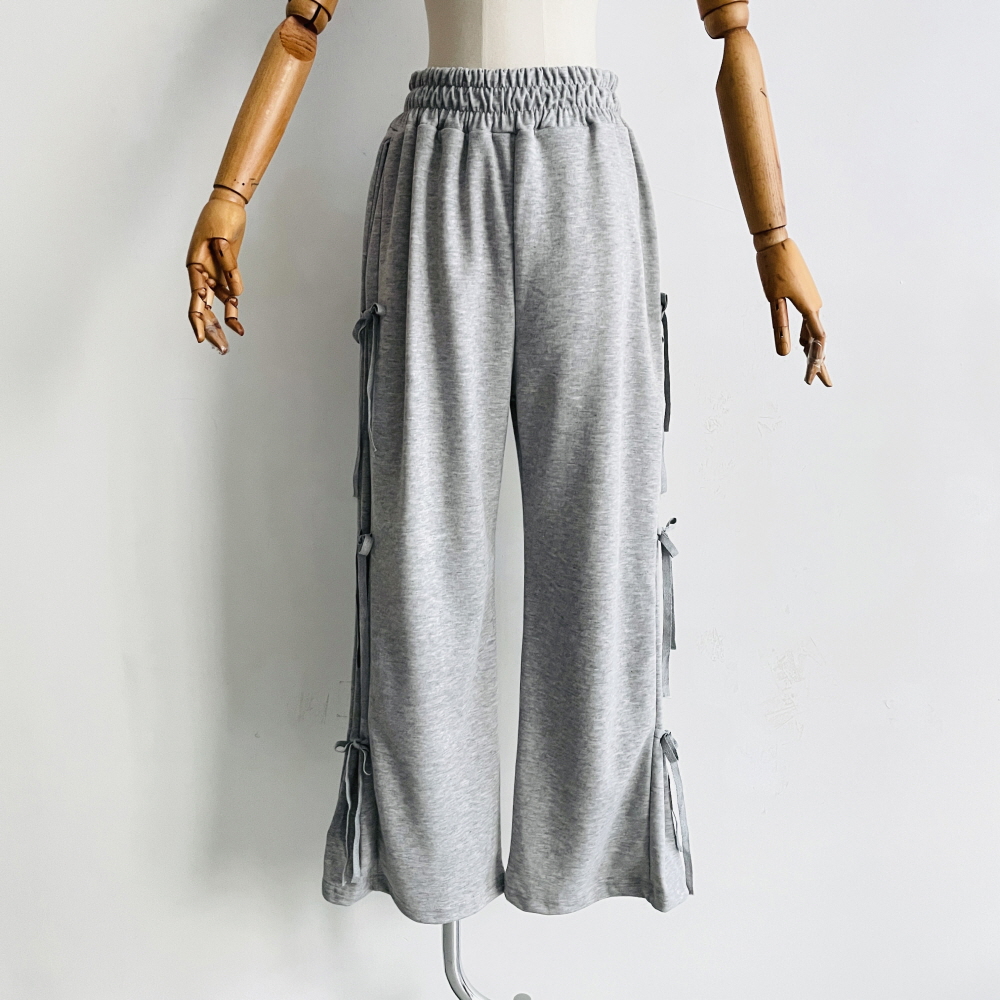 여성와이드팬츠 통바지 밴딩 리본 포켓 고무줄 트레이닝 팬츠 - 상세 이미지 2