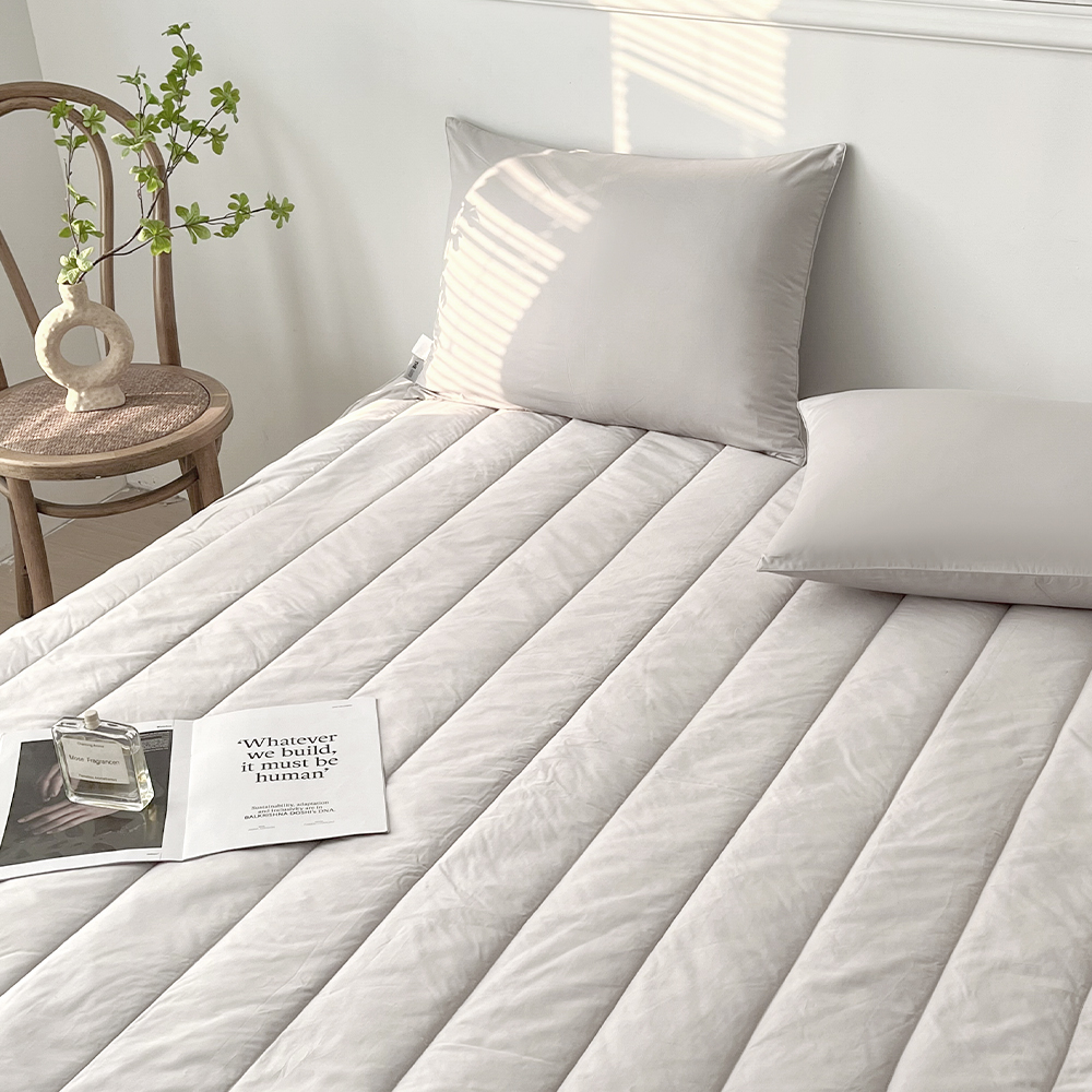 호텔 침구세트 사계절 광폭 60수 순면 패드 베개커버 이불 세트 연그레이, 라지킹/더블킹 (LK/KK)