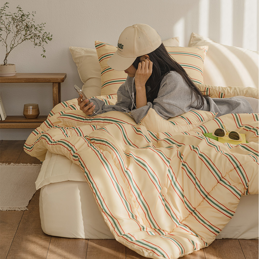 바자르 매거진스트라이프 먼지없는 사계절 차렵이불 SS