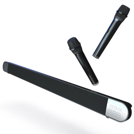 MGTEC 홈시어터 LED라이트 노래방 사운드바+마이크2개/TV사운드바 블루투스스피커 우퍼 스피커