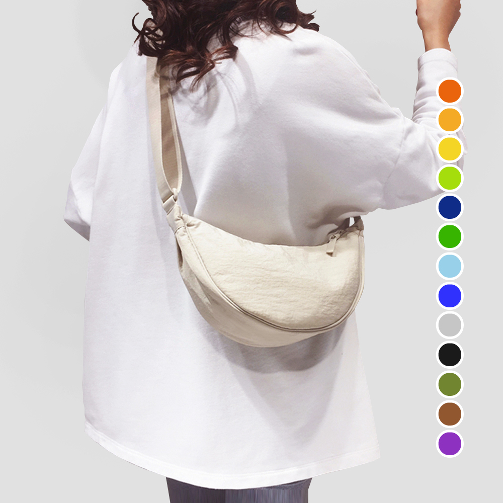 여성 나일론 미니 반달 여행용 크로스백 해외 여행 크로와상백 핸드폰 슬링백 가방