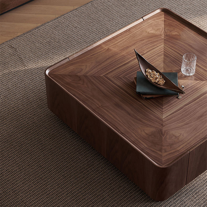 월넛 그루브 사각 원목거실테이블 80cm