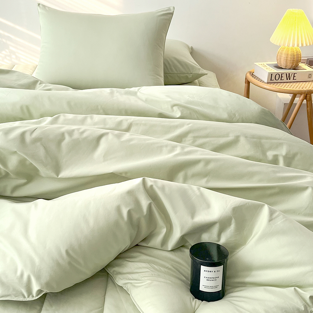 호텔 침구세트 사계절 광폭 60수 순면 패드 베개커버 이불 세트 세이지그린, 퀸/킹 (Q/K)