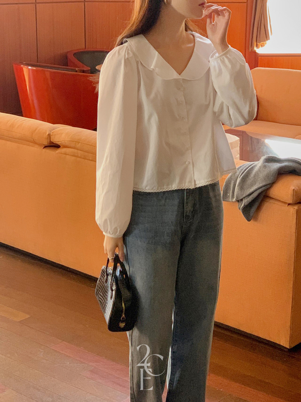 보니아 물결 카라 봄 코튼 단추 블라우스 (2color) 데이트 면 소개팅 이미지 7
