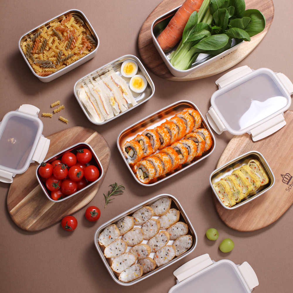 스텐맘 스텐 컬러 파스텔 세라 밀폐용기 반찬통 사각 용기 2호 650ml - 상세 이미지 3