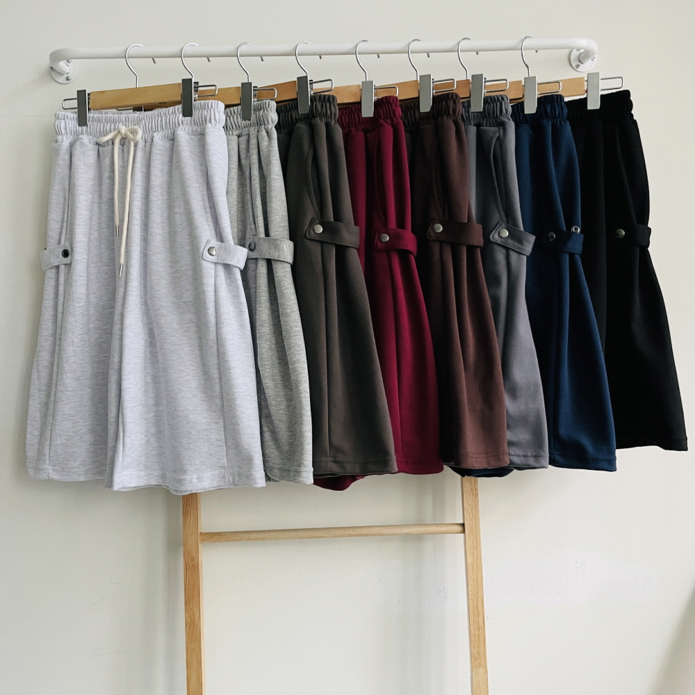 버뮤다반바지 5부반바지 와이드팬츠 여성 비죠 밴딩 팬츠 - 상품 이미지