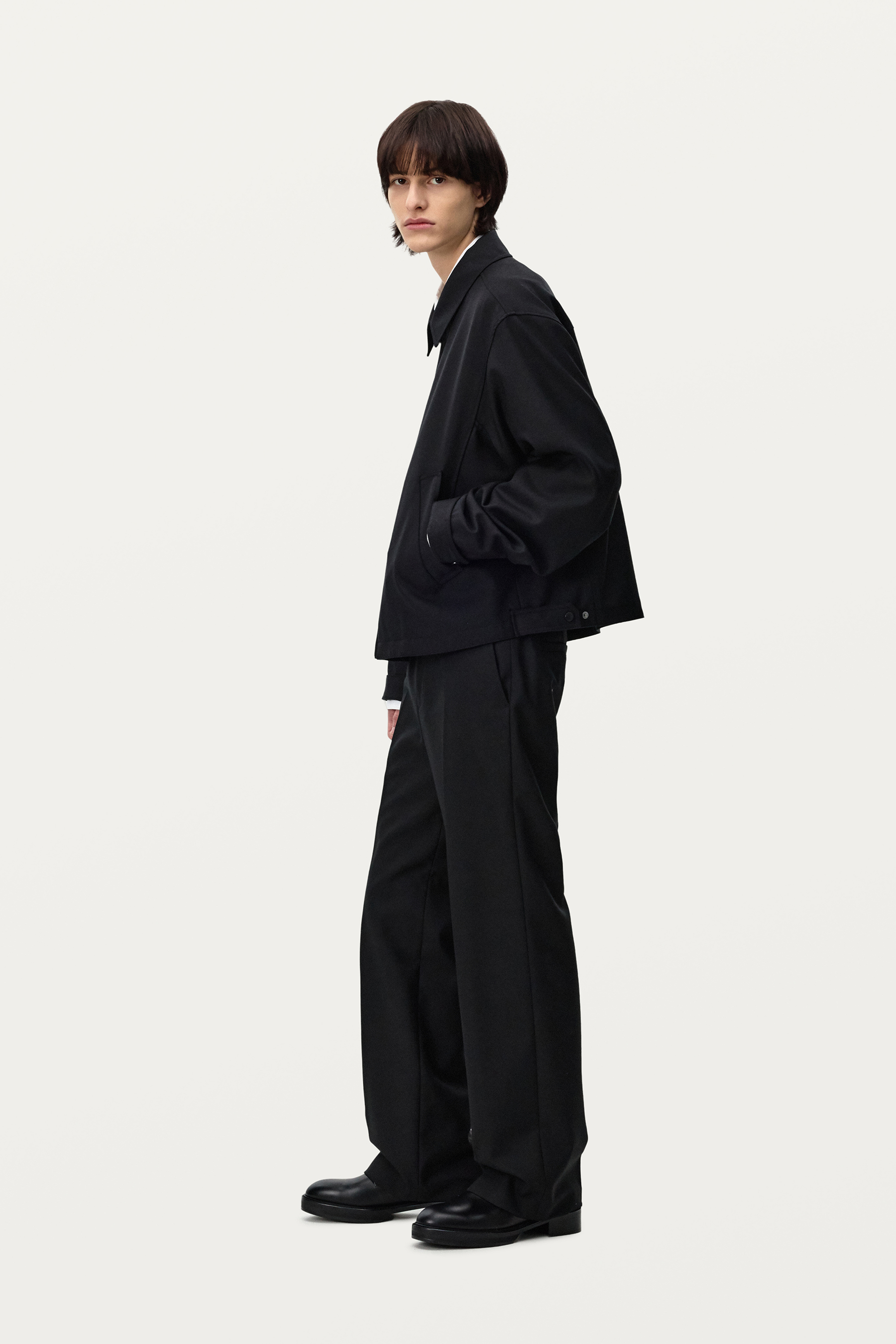 솔리드옴므 블랙 미니멀 울 자켓 S251JP13345B : SOLIDHOMME