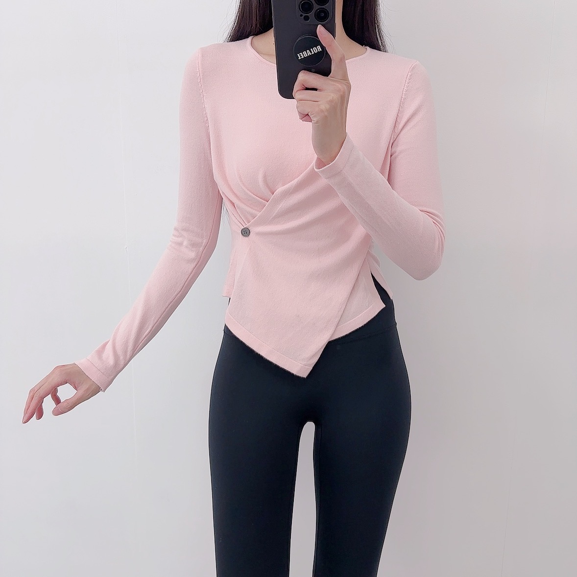 로라벨 티나 필라테스복 여성 요가복 필라테스 요가 상의 티셔츠 운동복 커버업 크롭 긴팔 이미지 8