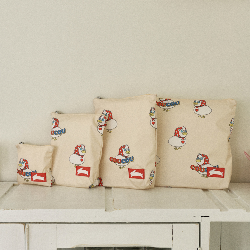 오우아스튜디오 어린이집 방수 파우치 준비물 가방 듀이브라운 4종 세트