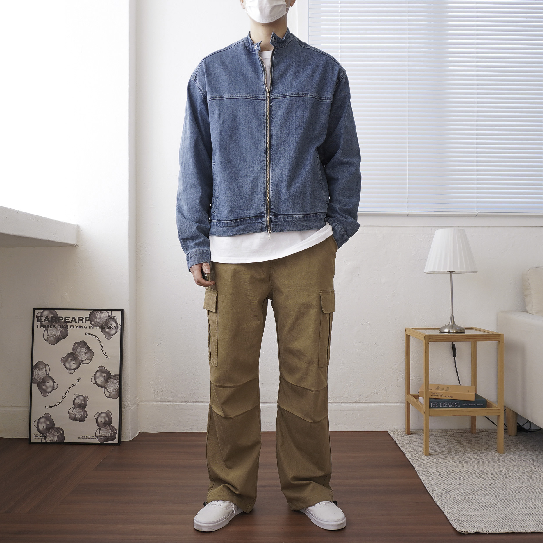 남자 차이나넥 청자켓 Y2K 워싱 절개 데님 바이커 라이더자켓 2color - 상세 이미지 5