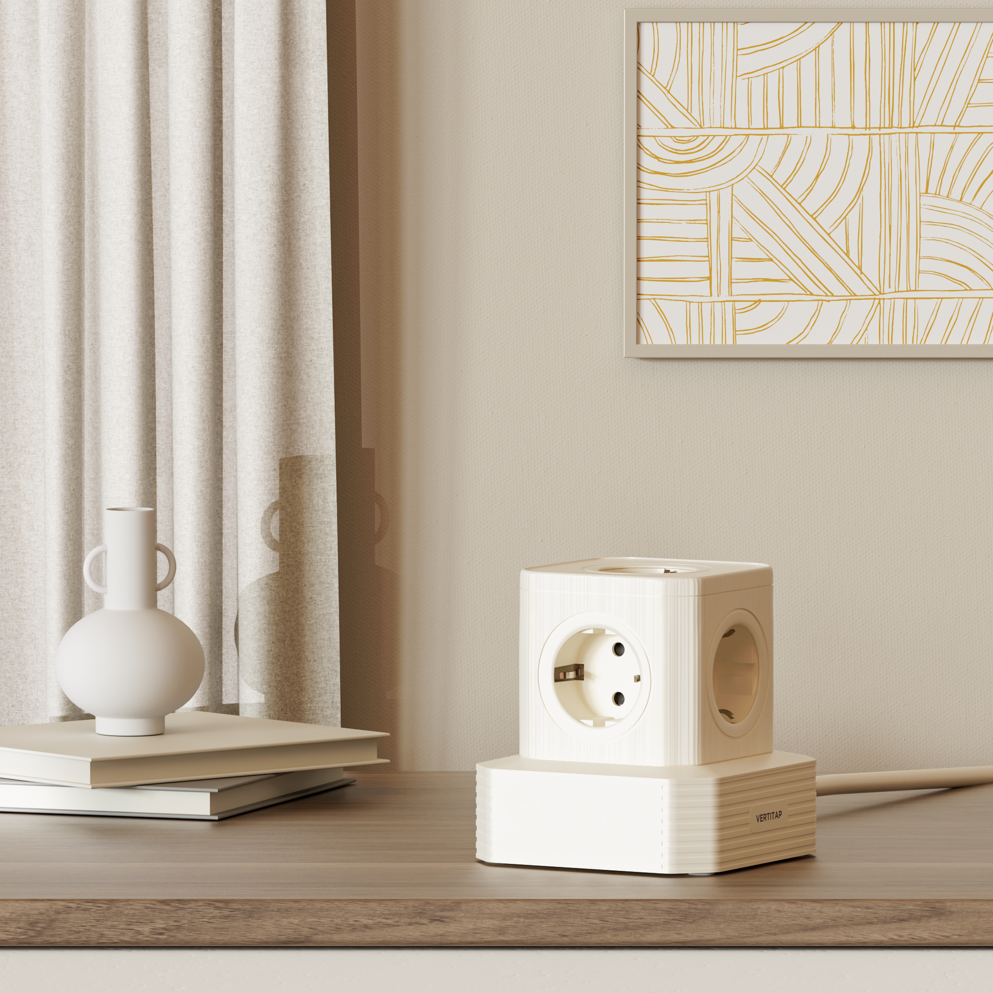 버티탭 고용량 4000W 타워 멀티탭 큐브 5구 여행용 멀티 어댑터 콘센트 캠핑 디자인