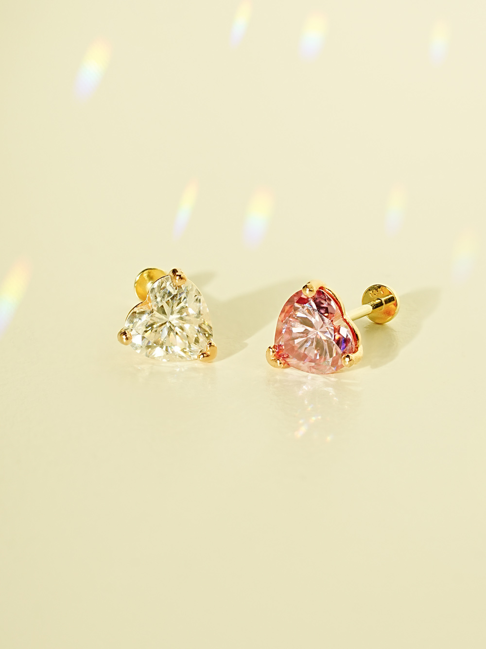 [0.8mm]14K 인터널 모이사나이트 다이아 글로리 하트 라블렛 피어싱 귀걸이 1캐럿 5부 - 상세 이미지 5