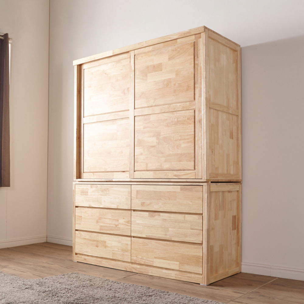브휘트 원목옷장 슬라이딩장롱 슬라이드옷장 입본장 미닫이 1500x550x2000mm, 네추럴 - 상품 이미지