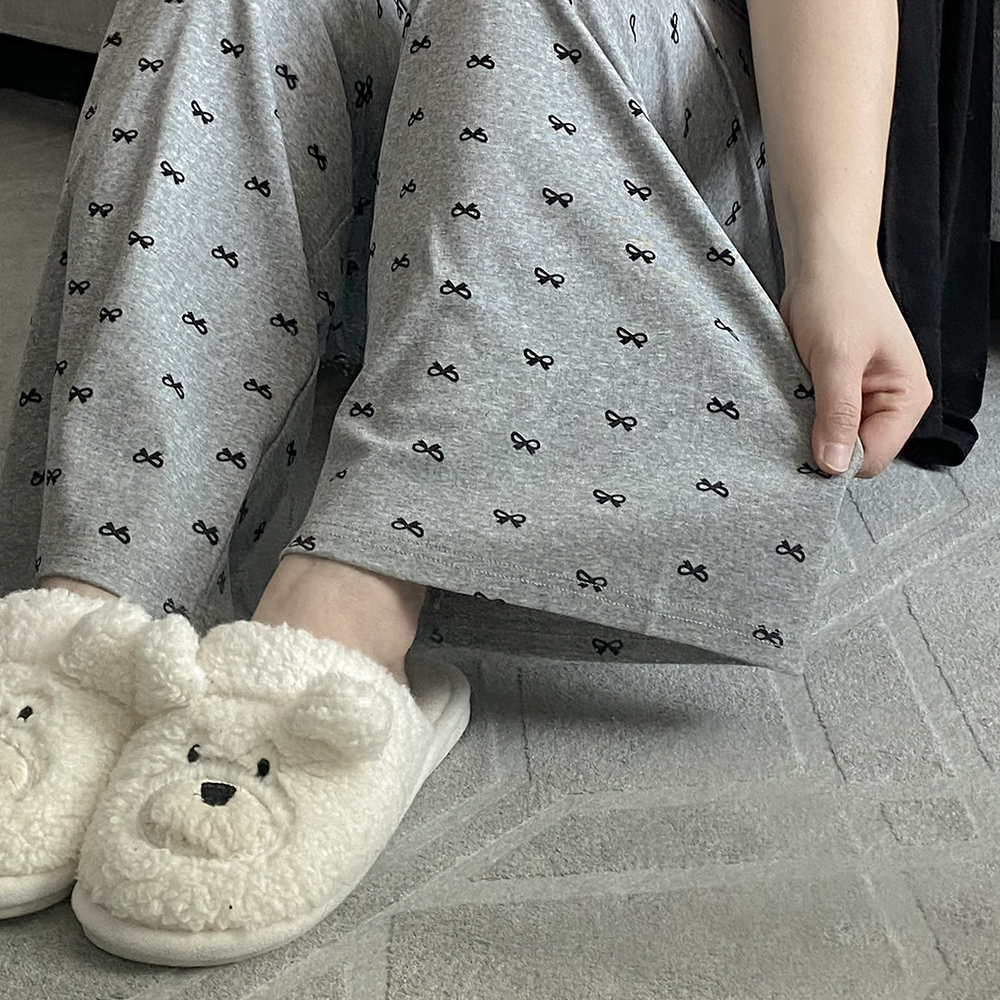 빅사이즈잠옷 집에서입는옷 면파자마 반팔긴바지잠옷 귀여운 리본 편한옷 여자홈웨어 - 상세 이미지 5