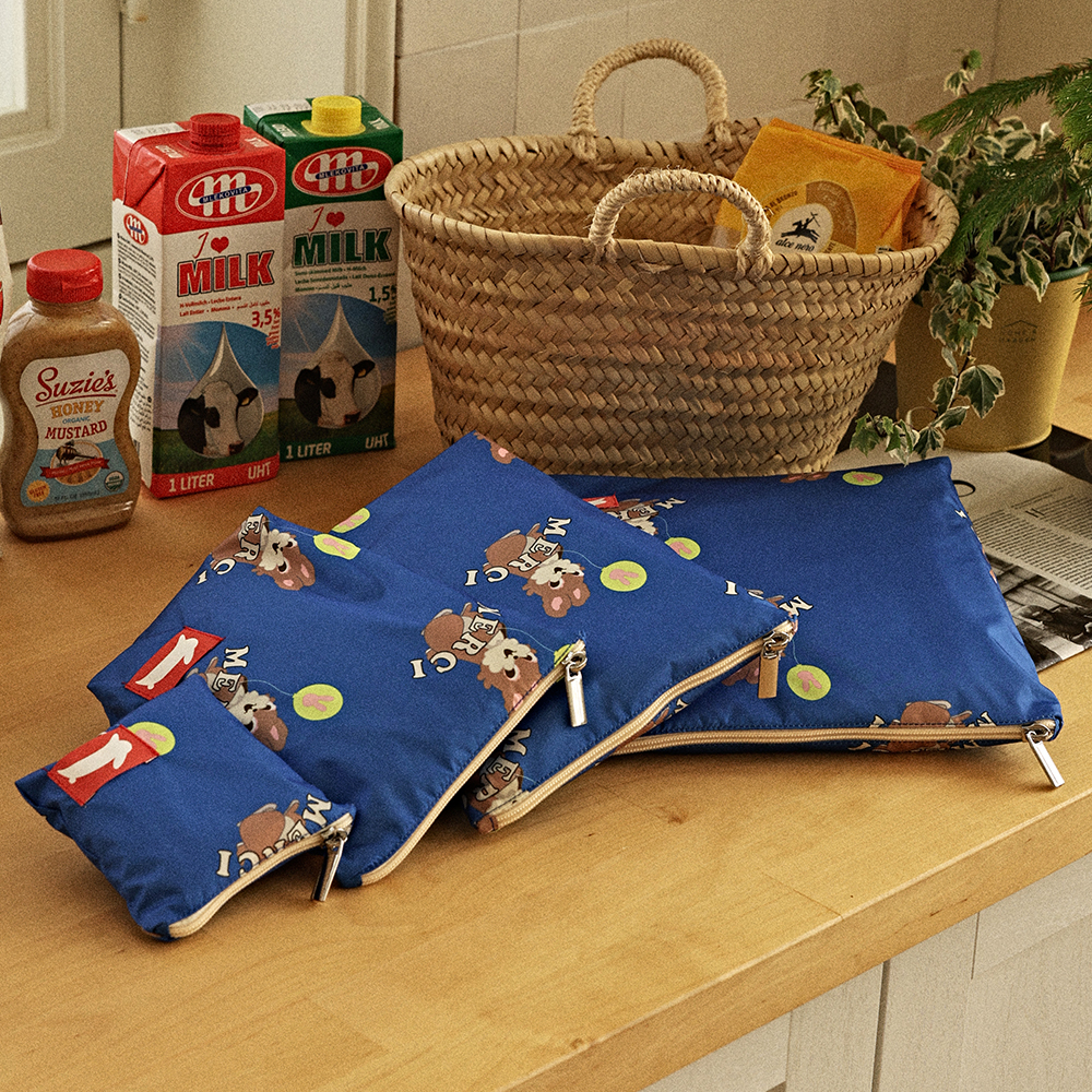 오우아스튜디오 어린이집 방수 파우치 준비물 가방 듀이브라운 4종 세트