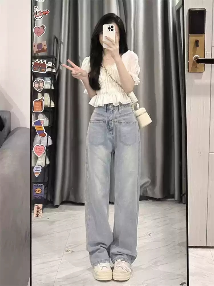 라운드넥 프릴 크롭반팔블라우스 퍼프슬리브 연애프로그램 출연진 청순 패션 코디 스타일 화이트 - 상세 이미지 4