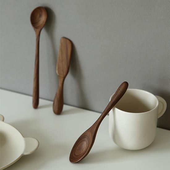 에라토 월넛 원목 디저트 스푼 3종 세트 요거트 시리얼 티스푼