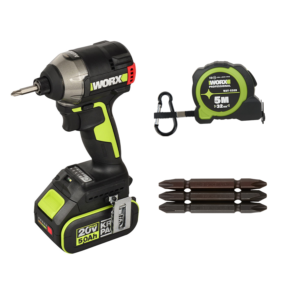웍스 충전 임팩드라이버 전동 드릴 20V 5.0AH 배터리1개 BL WU291D.8