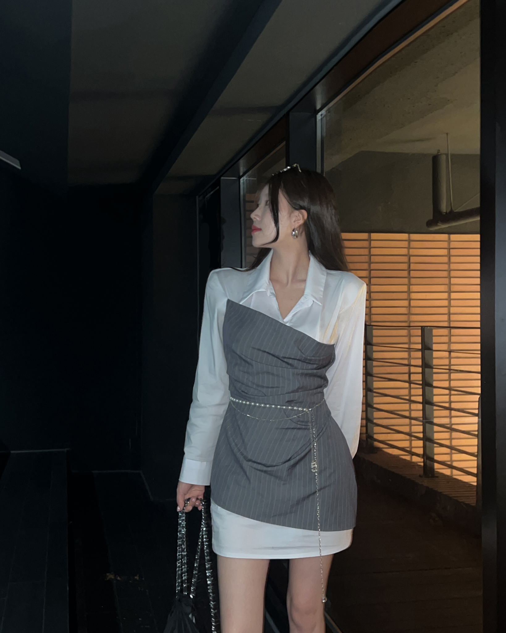 스트라이프셔츠원피스 셔츠형원피스 정장원피스 이미지 6