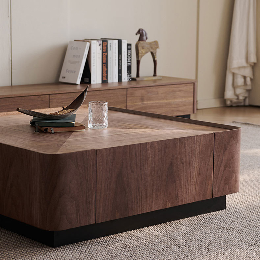 월넛 그루브 사각 원목거실테이블 80cm