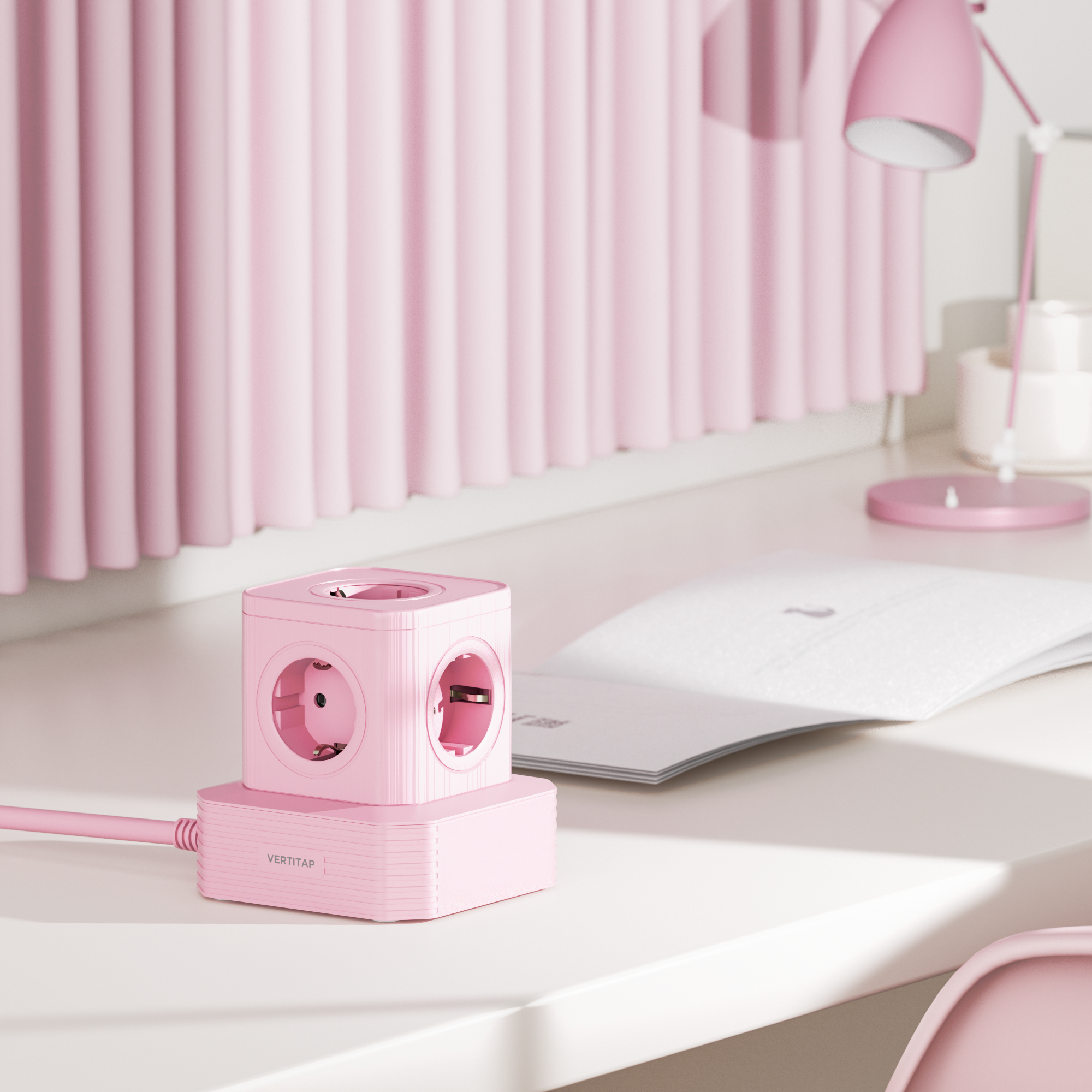 버티탭 고용량 4000W 타워 멀티탭 큐브 5구 여행용 멀티 어댑터 콘센트 캠핑 디자인