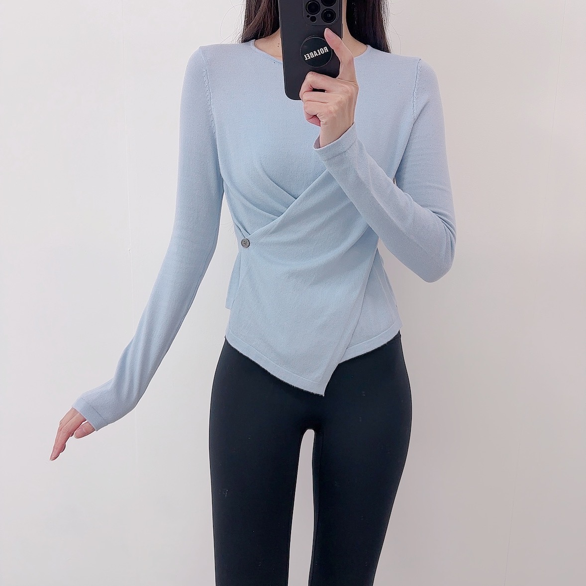 로라벨 티나 필라테스복 여성 요가복 필라테스 요가 상의 티셔츠 운동복 커버업 크롭 긴팔 이미지 7