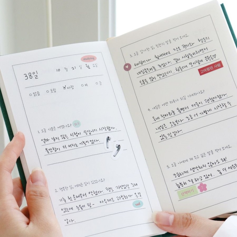 100일 일기장 다섯가지 주제 일기 감정 감사 행복 이미지 8
