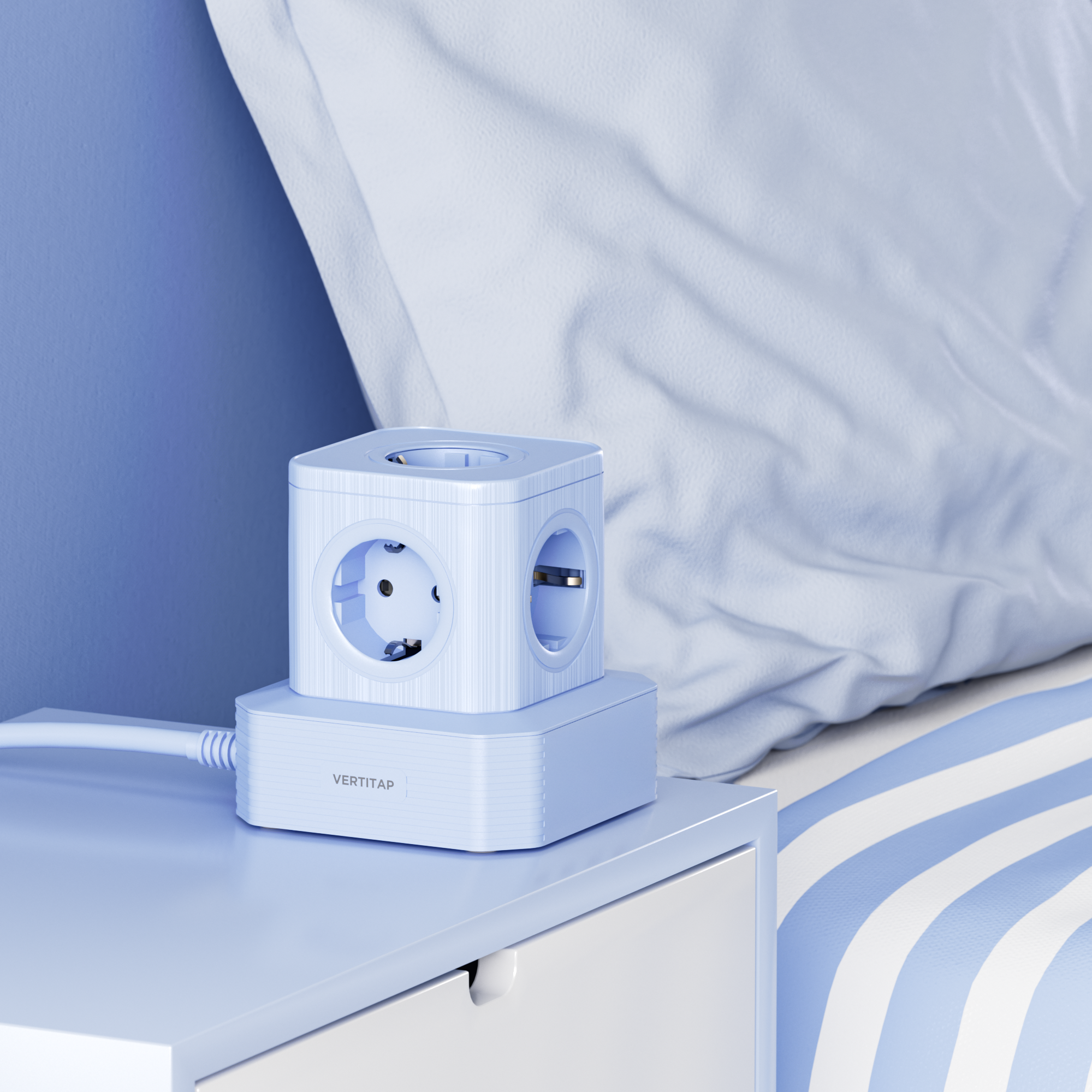 버티탭 고용량 4000W 타워 멀티탭 큐브 5구 여행용 멀티 어댑터 콘센트 캠핑 디자인