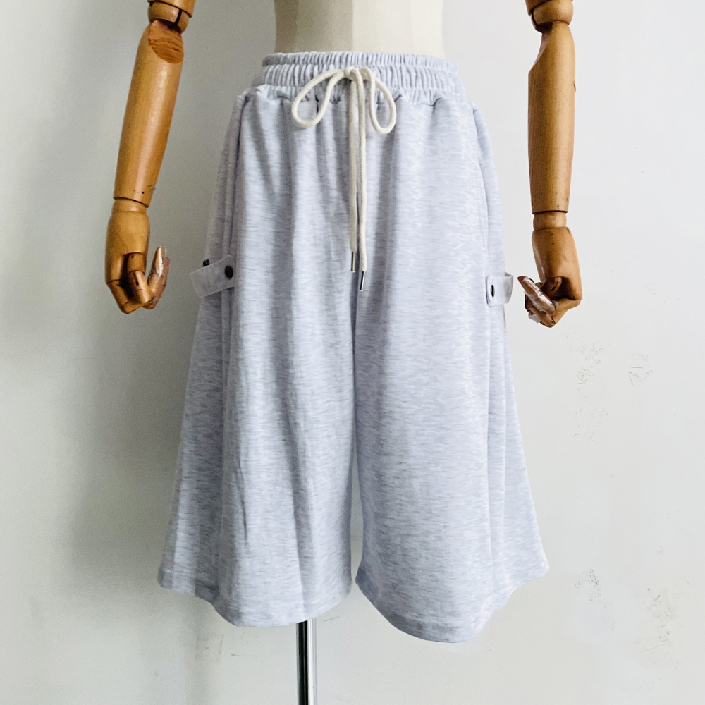 버뮤다반바지 5부반바지 와이드팬츠 여성 비죠 밴딩 팬츠 - 상세 이미지 2