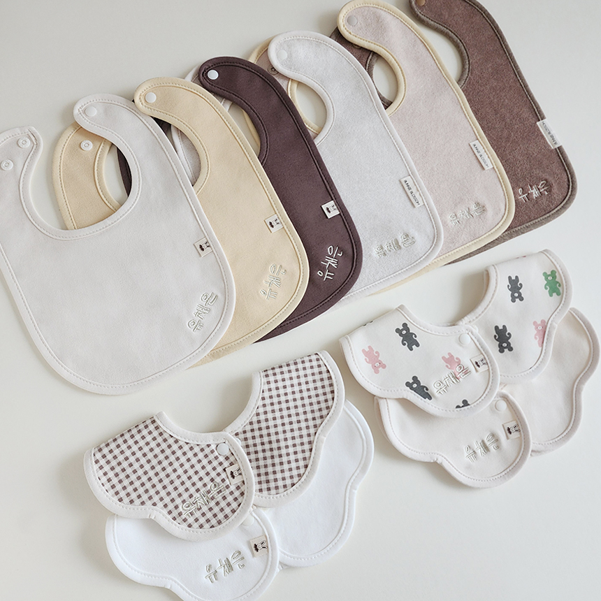 [바니블라썸]이름 자수턱받이 순면 테리빕 유아 침받이 턱받이 스카프빕 빕 슬림A세트