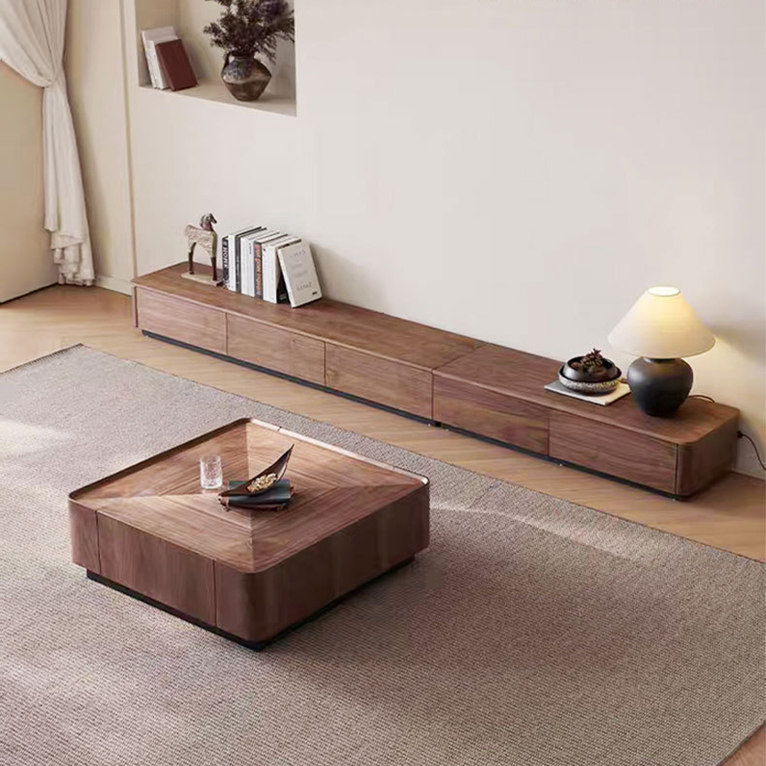 월넛 그루브 사각 원목거실테이블 80cm