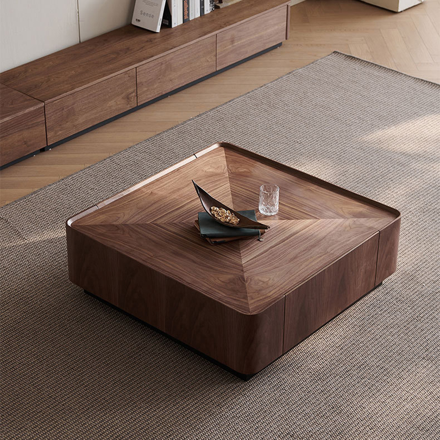 월넛 그루브 사각 원목거실테이블 80cm