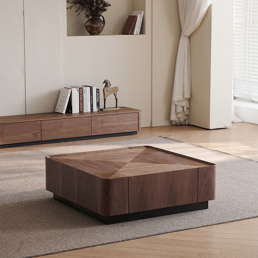 월넛 그루브 사각 원목거실테이블 80cm