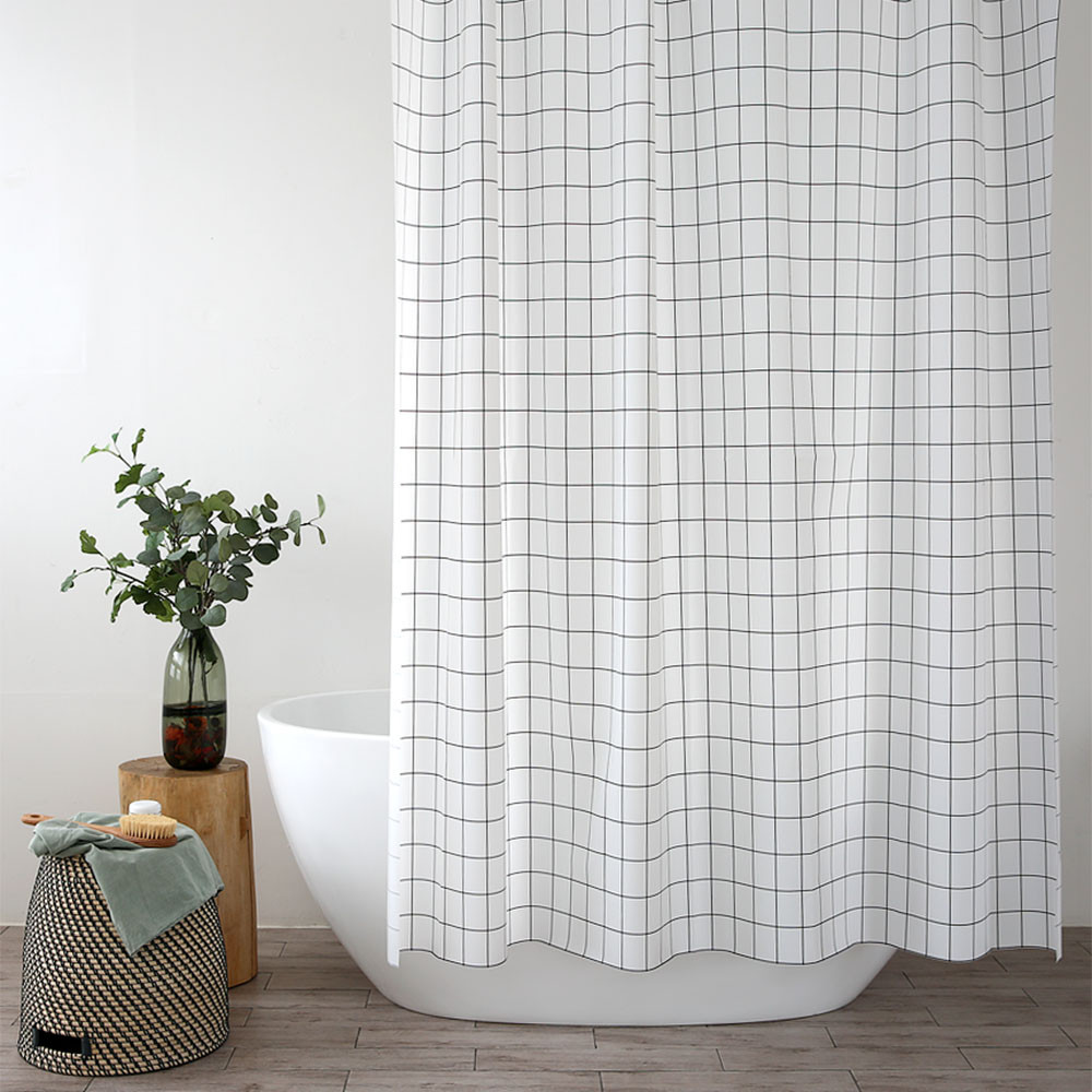 원세븐나인 PEVA 샤워커튼 심플 그리드 욕실 화장실 방수