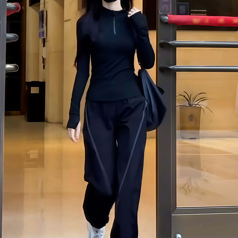 여성 러닝복세트 땀복 트레이닝세트 스판집업 조건팬츠 투피스 요가복 필라테스복 헬스복