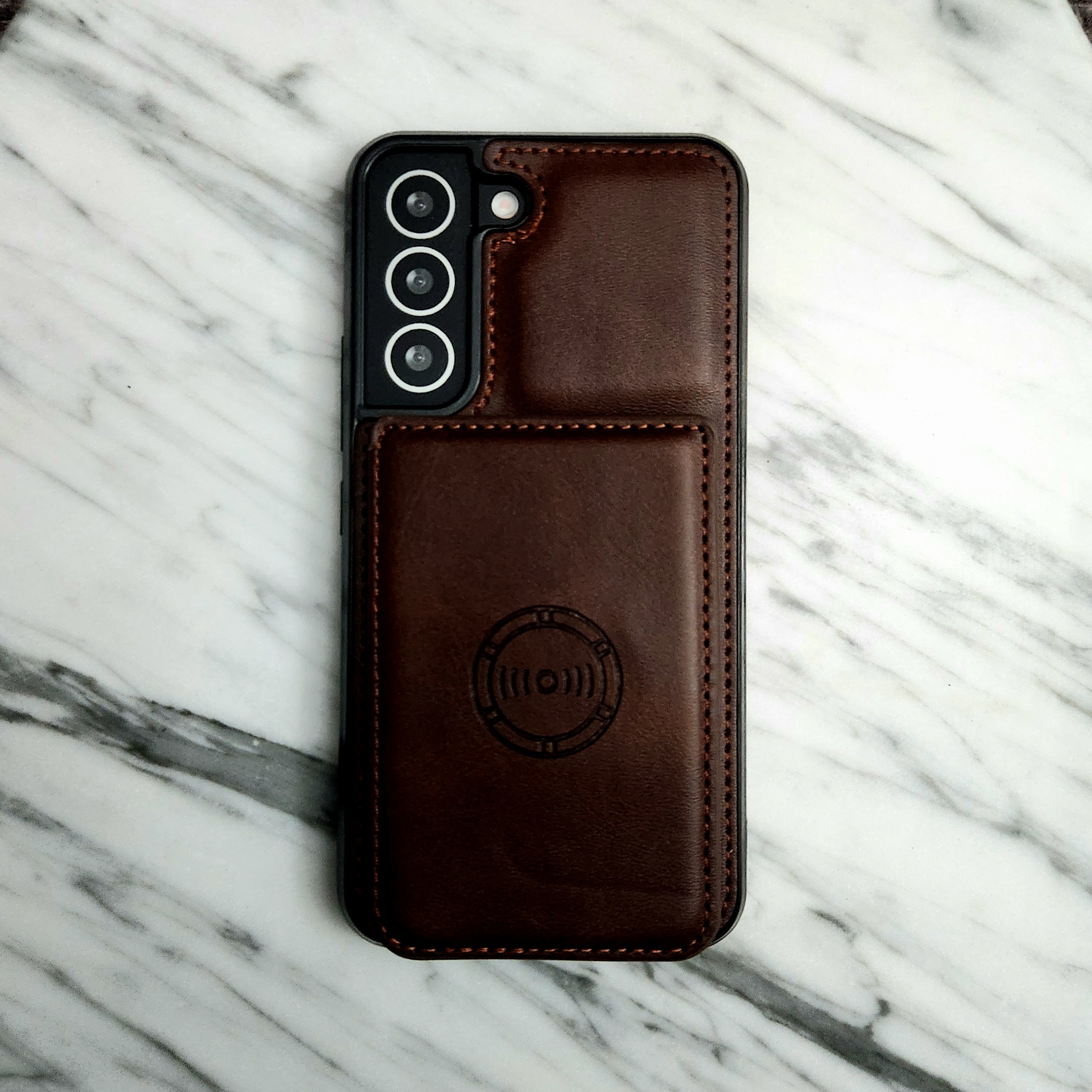 카드 케이스 지갑 가죽 범퍼 다크브라운, 갤럭시S22플러스 - 상품 이미지