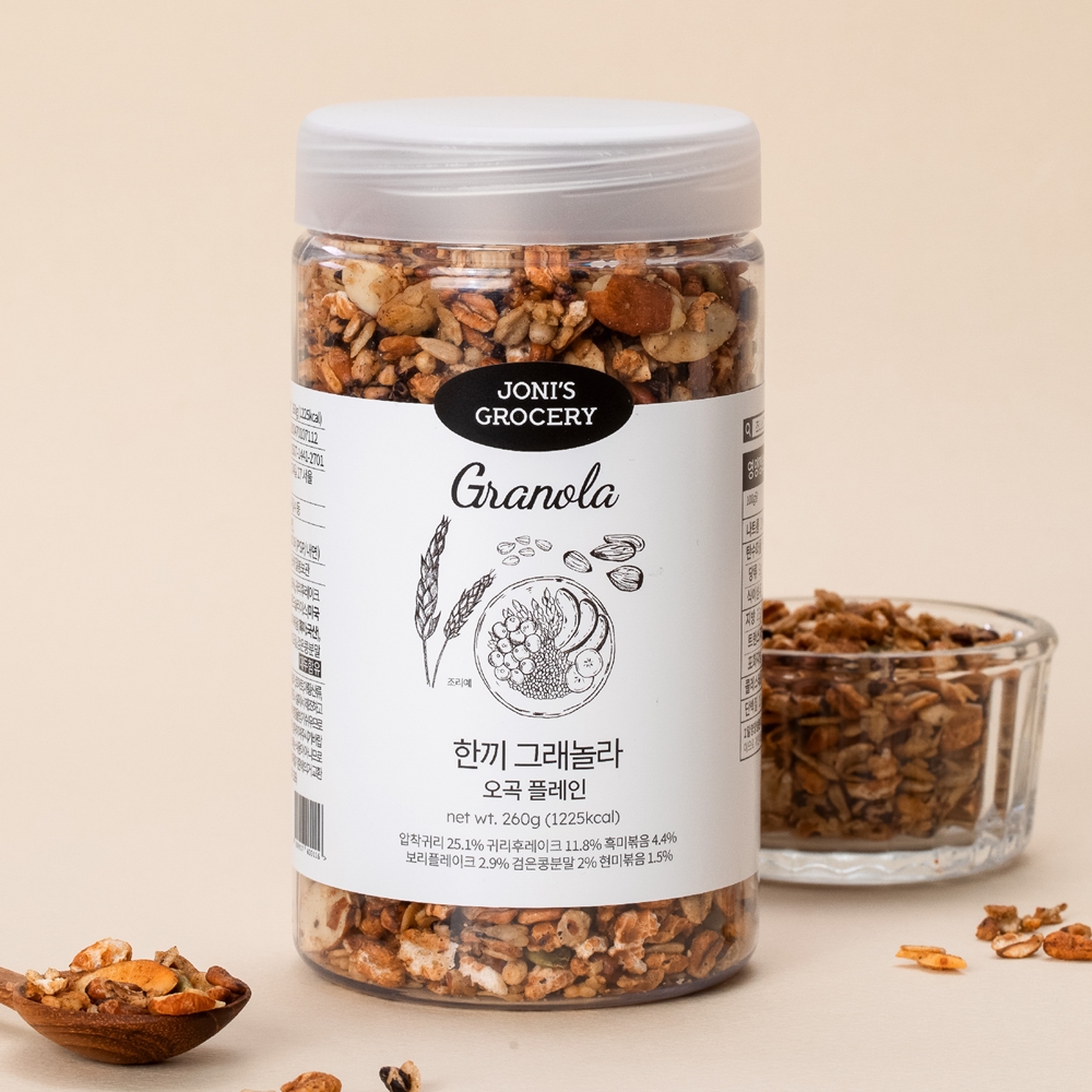 조니스그로서리 한끼 그래놀라 오곡 플레인 수제 통곡물 오트밀 시리얼 260g