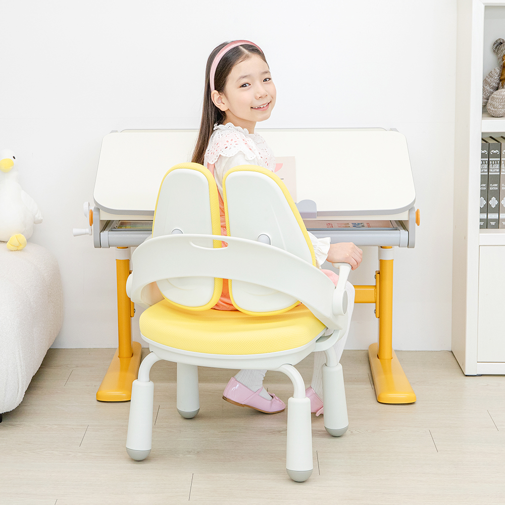 루나랩키즈 어린이 초등학생 바른자세 책상 옐로덕, 초등 학생 공부 높이 각도 조절