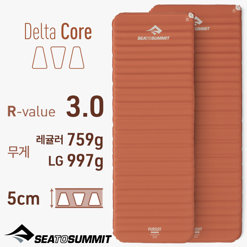 씨투써밋 퍼수트 와이드 사각 자충 에어 매트 LG, 5cm, 선셋오렌지