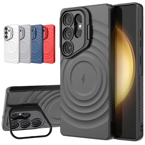 갤럭시S25 울트라 맥세이프 웨이브 패턴 매트 거치대 젤리 핸드폰 케이스 - 상품 이미지